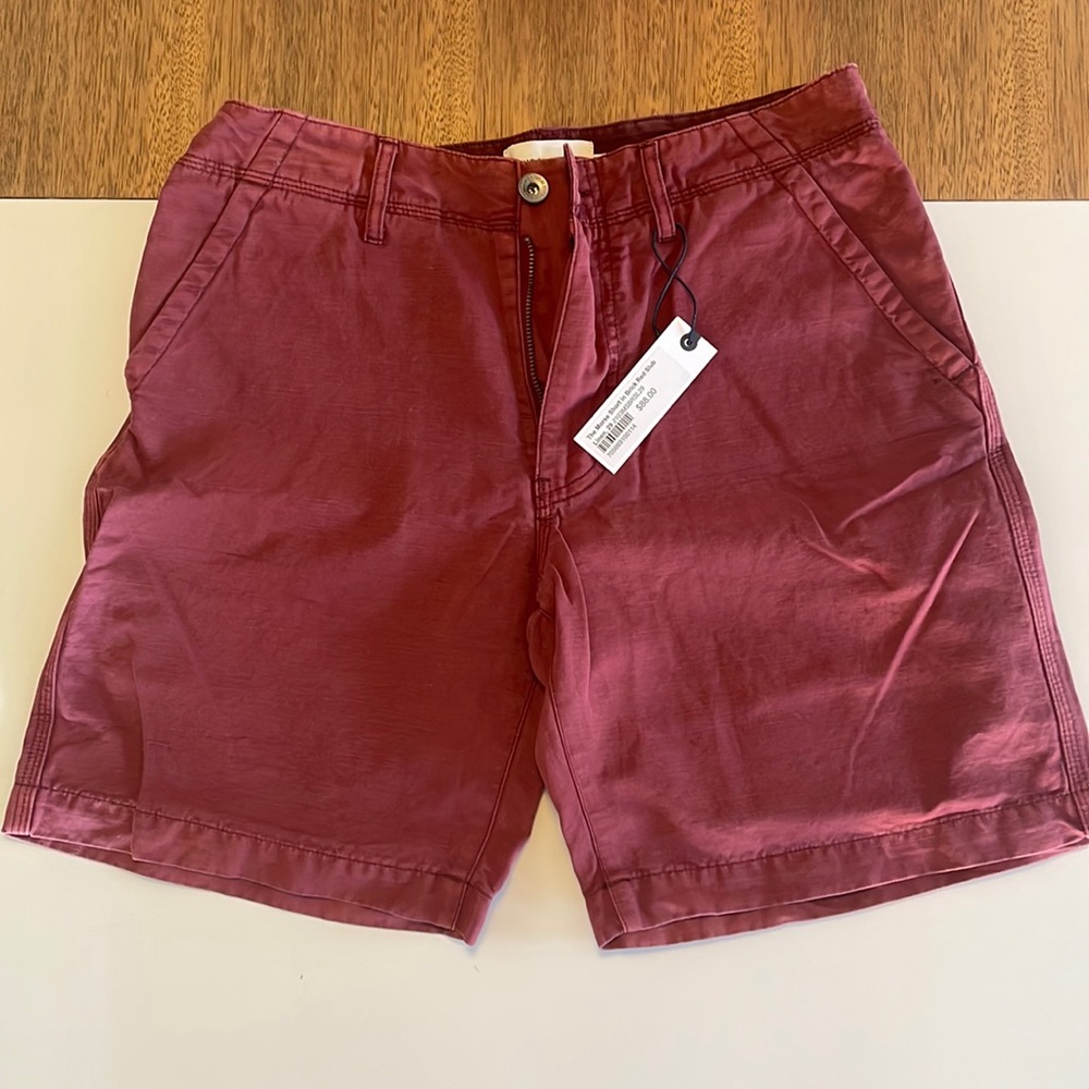 Taylor Stitch -  The Morse Short in Brick Red Slub Linen, 29